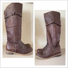 Brown Leather Knee High Boots Made in Italy size 9.5 40