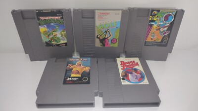 Lot (5) NES Carts TMNT Bases Loaded WrestleMania... Nintendo Authentic Tested