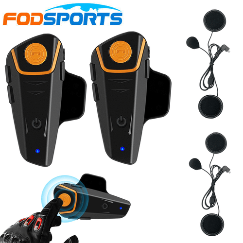 2X 1000m BT-S2 Pro Bluetooth Motorrad Headset Helm Gegensprechanlage Intercom FM - Bild 1 von 13