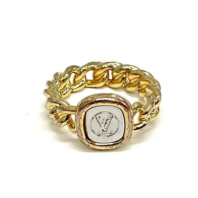Louis Vuitton M61095 Gold tone ID LV Chain Ring Women Used Japan