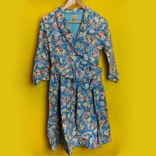 Light blue floral tea dress Lindy Bop 16 vintage style roses belt stretch