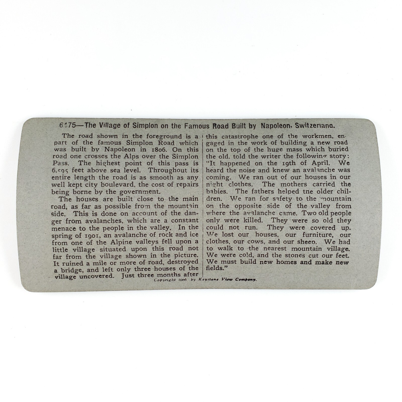 Simplon Pass Road Switzerland Stereoview c1905 Swiss Alps Valais