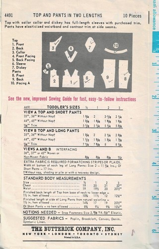 Vtg 1970s PATTERN for Toddler SAILOR SUIT Size 3 Chest 22 Butterick 4491 - Picture 2 of 2
