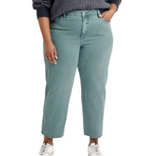 NWT AVE  VIV Green Plus Size 26W Jeans Slim Straight High-Rise Stretch