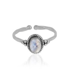 Rainbow Moonstone Designer 925 Silver Oxidized Rings Handmade Jewelry