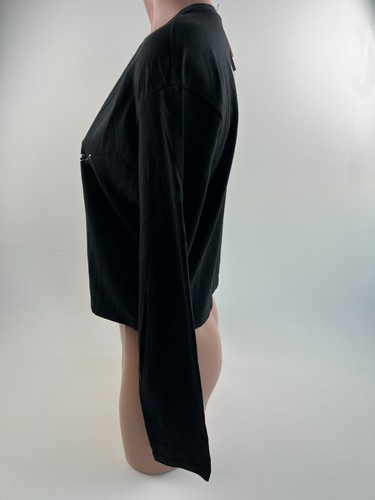 Victoria's Secret Long Sleeve Crew Neck Crop w/VS Graphic Shirt Black XS NWT - Picture 6 of 10