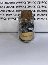 MOSS AGATE Mini Cork Bottle, Chip Crystal Healing Tumbled Gem Stones