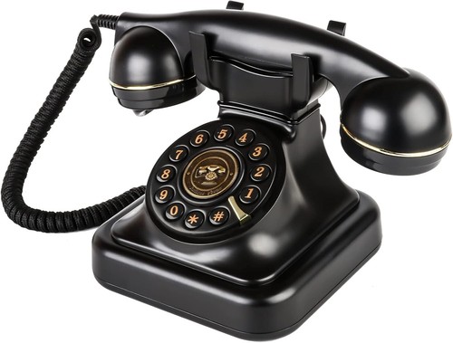Teléfono fijo retro vintage con esfera con cable - pieza de decoración clásica - Imagen 3 de 8