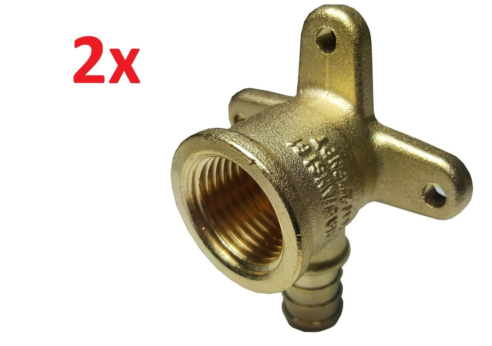2x Pack Drop Ear Fittings 3/4" PEX x 3/4" FNPT, Brass, Crimp Style, Shower, Tub