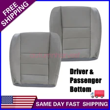 For 2002-2007 Ford F-250 Lariat Driver Passenger Bottom Leather Seat Covers Gray