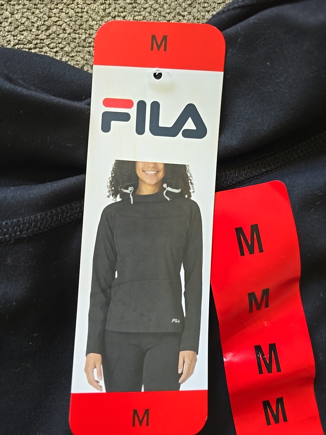 Felpa con cappuccio FILA donna imbuto collo traspirante allenamento attivo nera media