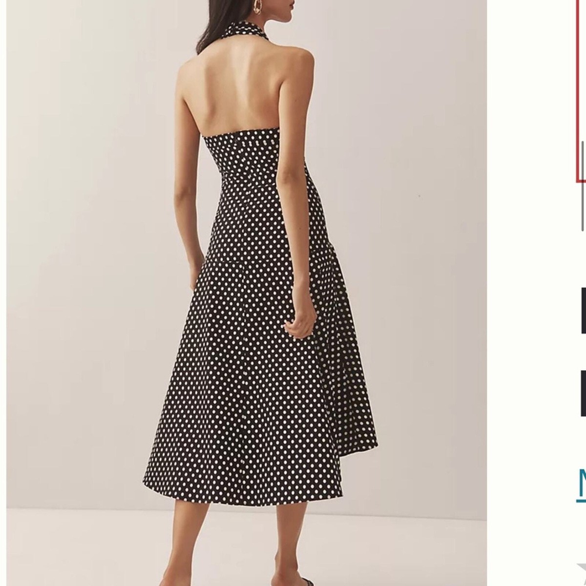 Anthropologie Maeve Halter Ruched Polka Dot Midi Dress Size 2 | eBay