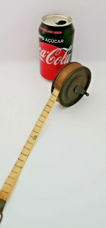 Craftsman OLD ROULETTE TAPE MEASURE IN COPPER & BRASS 32ft-10M TOOL RULES 1930s - Image 4 of 4