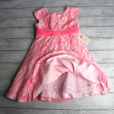 Jona Michelle Girl's Pink White Lace Dress Size 7 Easter Party