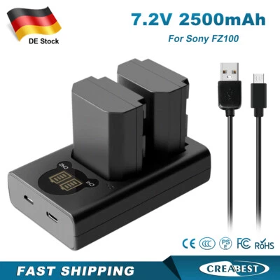 CREABEST 2Pack NP-FZ100 Akku+Ladegerät Für Sony Alpha A9R A9S A6600 A7 III A7R III A7R IV
