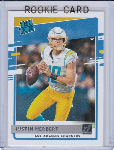 JUSTIN HERBERT ROOKIE CARD 2020 Donruss RATED $$ RC Football LOS ANGELES CHARGER