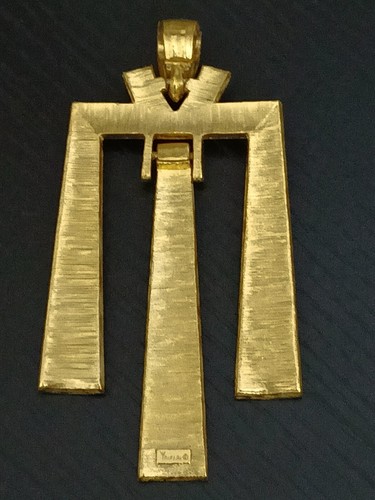 Krone Trifari großer ägyptischer Revival goldfarbener Anhänger selten - Bild 4 von 6