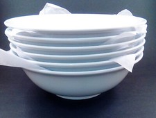 2 QT/64 OZ - 9 3/4" WHITE MELAMINE ROUND RIMLESS SERVING BOWLS  6 BOWLS  NEW