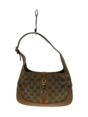GUCCI Jackie Handbag Shoulder Bag Leather Canvas Brown 001 3735 #GB459 - Afbeelding 1 van 7