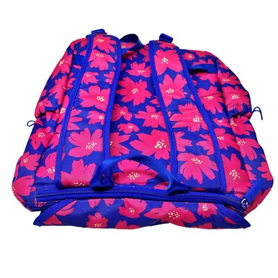 Vera Bradley Backpack Campus Tech Book Bag Poppies Pink Blue  display picture 1