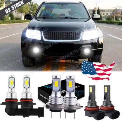 For Suzuki Grand Vitara 2006-2013 LED Headlight High/Low Beam+Fog Light Bulb Kit