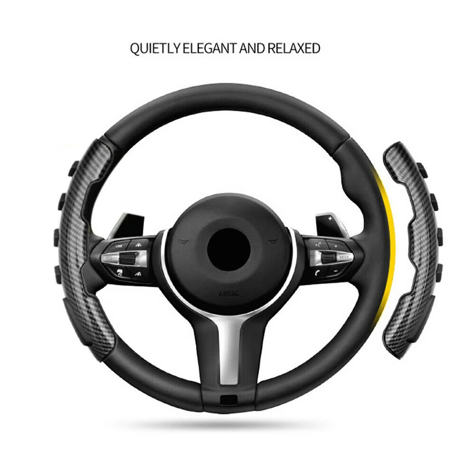 2x Universal Car Steering Wheel Cover Carbon Fiber Booster Non-Slip Grip Handle — 第 3/4 张图片