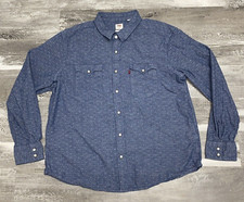 Vintage Levis Red Tab Pearl Snap Denim Single Sawtooth Shirt Western Cotton Blue