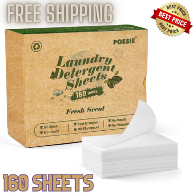 Laundry Detergent Sheets Eco-Friendly 160 Sheets Clear PlasticFree Biodegradable