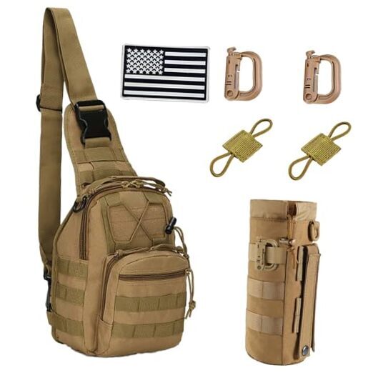Tactical Sling Shoulder Bag for Men in Khaki - Compact & Durable