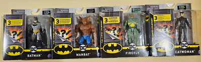 DC 4in Figures Batman, Manbat, Firefly, Cawoman. 1st Edition Set of 4