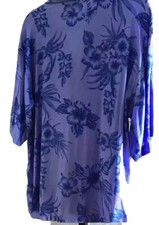 Men  s Vintage Rayon Hawaiian Shirt Beautiful Blue Hibiscus Size Large