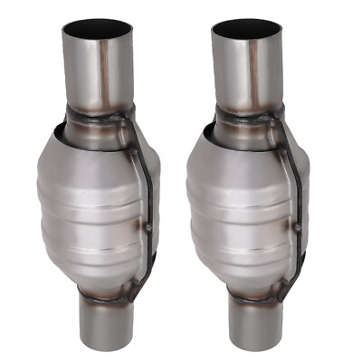 2Pcs 53005 2.25 Unversal Hgh Flow Performance Stanless Catalytc