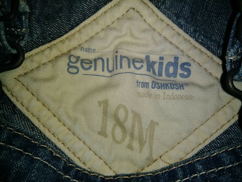 18 month OshKosh Blue Denim Bib Overall shorts Genuine Kids by OshKosh vintage - Picture 7 of 8