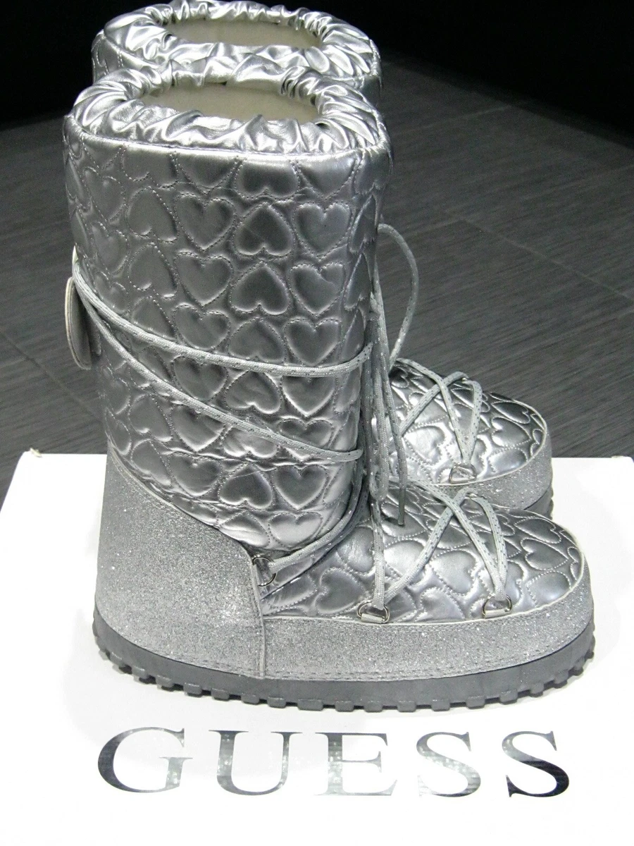 GUESS Silver LUGANO Snow Winter Boots Junior Size 6 in |