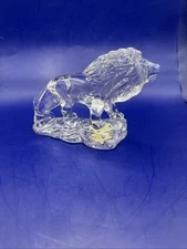Cristal Au Plomb Lion Big Cat Lead Crystal Figurine Figure Clear Glass Sculpture