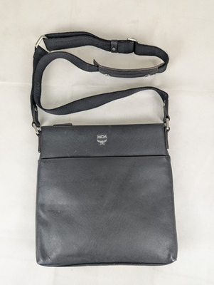 #ad MCM Black Leather Messenger Crossbody Bag Made in Korea. $165.00