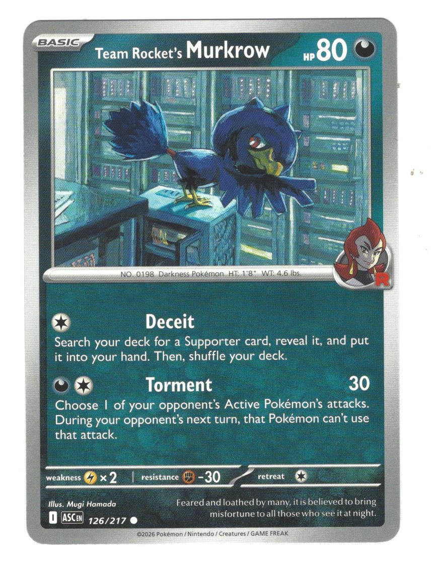Ascended Heroes #126/217 Team Rocket's Murkrow Normal M/NM