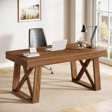 55-Inch Desktop Executive Desk with Drawer, Modern Wood Office Computer Desk
