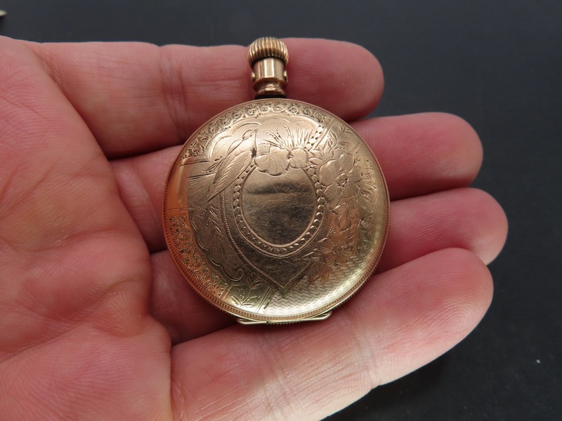 1893 Elgin 118 Pocket Watch, 11j 6s, 21-year 14K Gold Filled Hunting, Runs