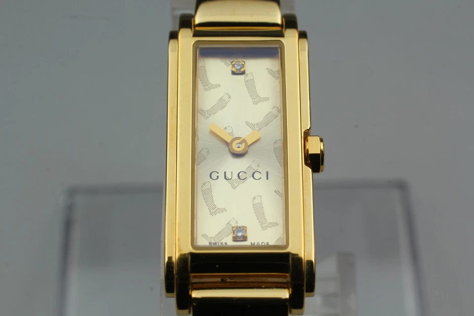 Near MINT Vintage Gucci 109 1P Diamond 14mm Quartz Boots Gold Dial Women’s Watch - Image 3 of 4