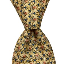 HERMES 7775 FA Men's Silk Necktie FRANCE Luxury FLORAL Yellow/Multi PERFECT Rare