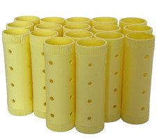 VTG 70s WILHOLD MAGNETIC ROLLERS 7/8" YELLOW PLASTIC WET HAIR CURLERS 17 PC SET