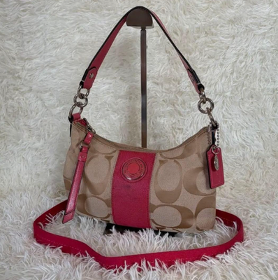 Coach F19218 Signature Stripe Black Demi Crossbody Handbag Retail