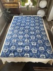 Vintage 60’s 70’s Blue Wool Floral Blanket Twin Full Mohair Look 78x56 Cottage — photo 10