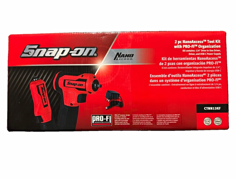 NEW Snap-on NanoAccess CTNN13KF 1/4 in 4V Impact Driver 2 pc Kit Battery Red