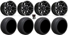 GTW Stellar 12" Wheels Black/Machined 215x50 Cruze Tires E-Z-GO & Club Car