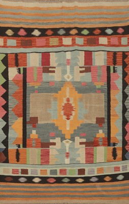Colorful Geometric Pattern Kilim Kelim Flat Weave Wool Area Rug 5x8 ft Oriental