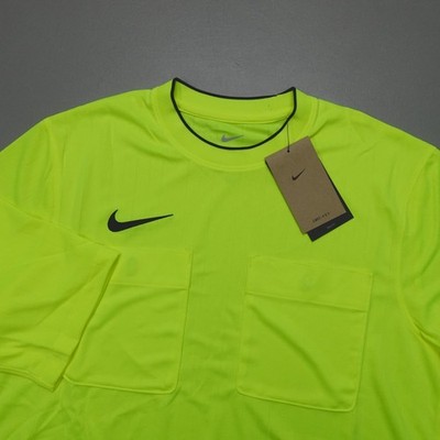 Nike Dri-Fit Safety Yellow SS Referee Pocket Shirt Slim Fit Men's L DH8024-702