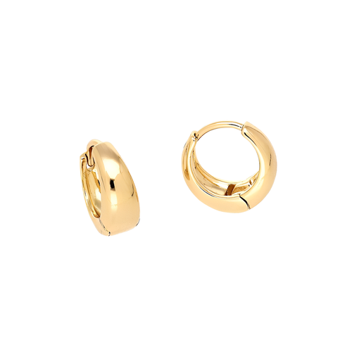 Boucles D'oreilles Créoles En Plaqué Or Jaune 18 Mm – Style Jonc Lisse, Fermoir Clips
