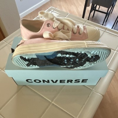 Converse Pink White Lace Up Low Top Sneakers Athletic Casual Men's Shoes